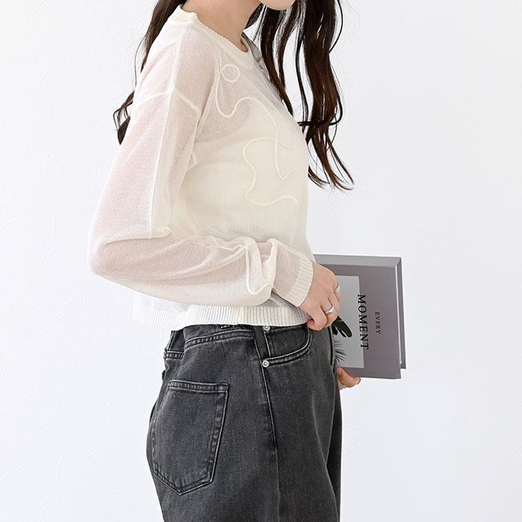 Aletta vita トップス プルオーバー コード刺繍 刺繍 透け