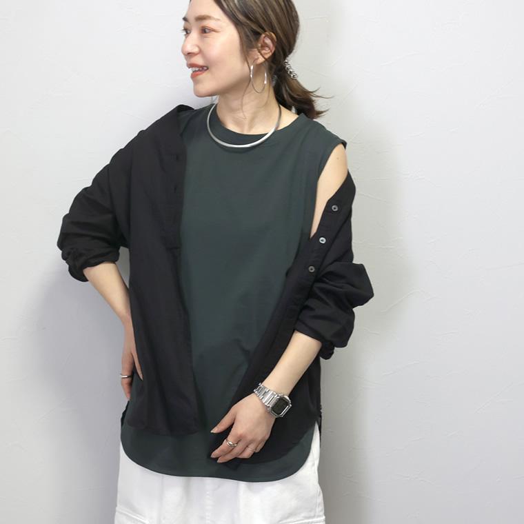 未使用 タグ付き　ラウンドヘムT ラウンドヘムプルオーバー　無地　シンプル　半袖 Aletta vita カットソー タンクトップ チュニック レイヤード