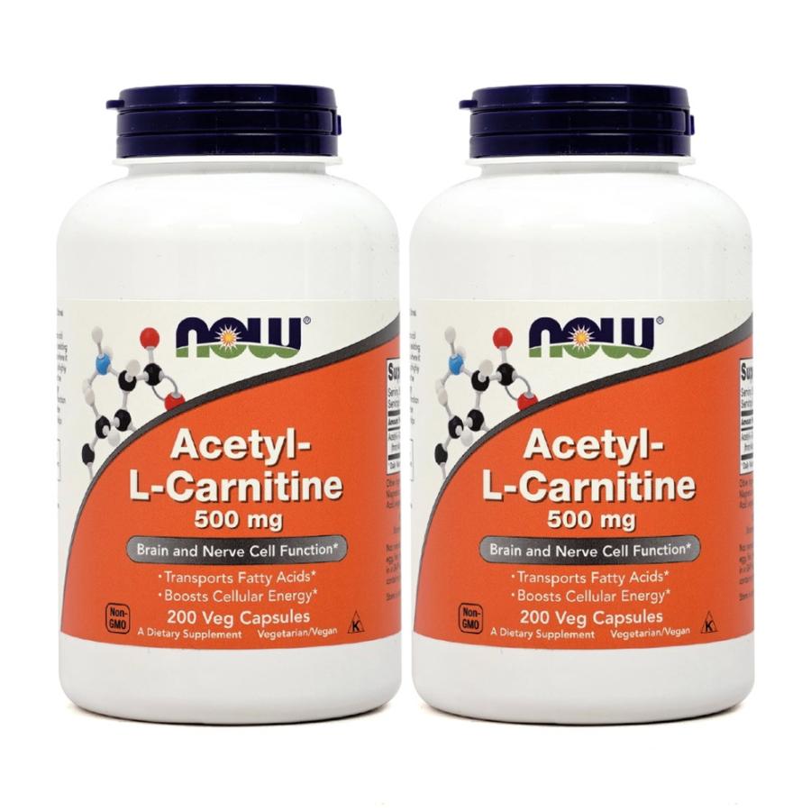 アセチルLカルニチン 500mg 200錠 2個セット ナウフーズ AcetylLCarnitine 500 mg 200 Veg