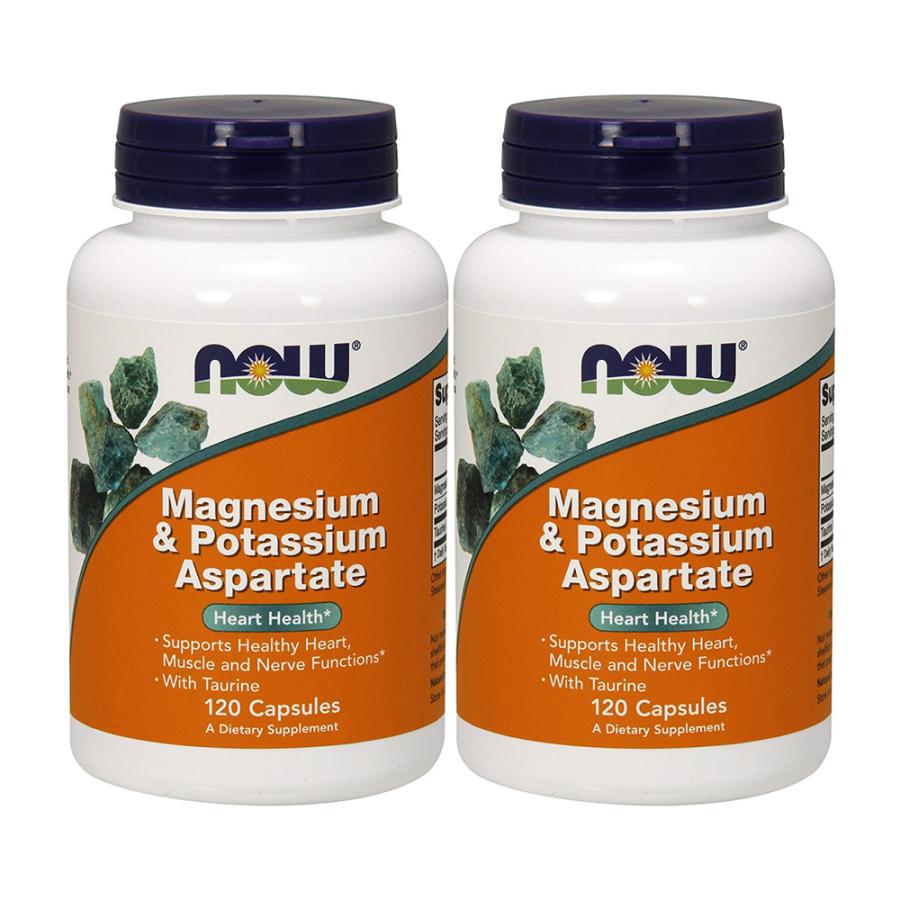 マグネシウム＆アスパラギン酸カリウム 120ベジカプセル 2個セット ナウフーズ Magnesium & Potassium