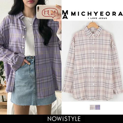 韓国 ファッション ブラウス レディース オフィス 長袖 パレットチェク Mh 19b 025 Z 3rd Spring 通販 Yahoo ショッピング