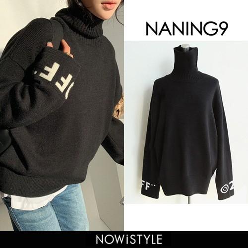 韓国 ファッション ニット レディース ハイネック ロゴスリーブ Ng 18n 077 3rd Spring 通販 Yahoo ショッピング