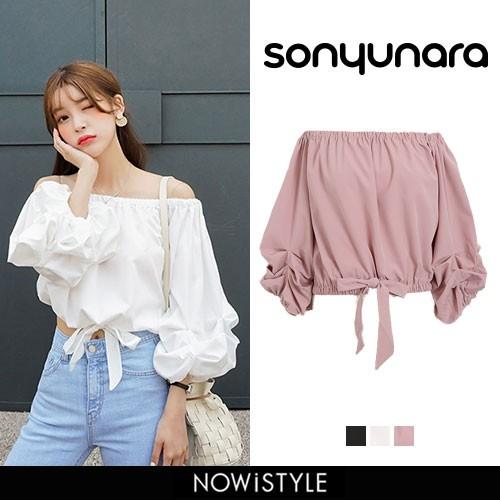 韓国 ファッション ブラウス レディース オフィス 長袖 オフクロップド Son 19b 045 Z 3rd Spring 通販 Yahoo ショッピング