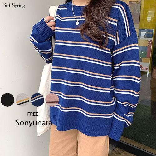 韓国 ファッション ニット レディース セーター 長袖 ソフトボーダーニット Son 19n 005 3rd Spring 通販 Yahoo ショッピング
