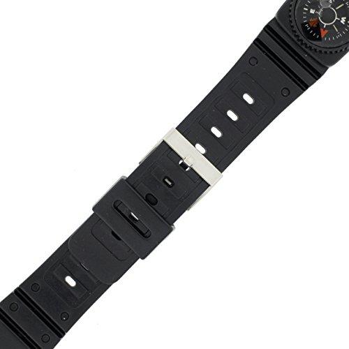 【並行輸入品】交換用時計バンド ゴム製 コンパス付き、プラスチック製スポーツ時計用 幅20mm ブラック Tech Swiss Watch Banの画像
