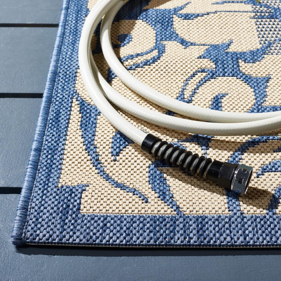 【並行輸入品】 SAFAVIEH Courtyard Collection Accent Rug 2' x 3'7"， Blue & Nat_3