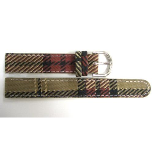【並行輸入品】14 mmブラウン格子柄ステッチ腕時計バンドストラップ 14mm Brown Plaid Stitched Watch Bandの画像