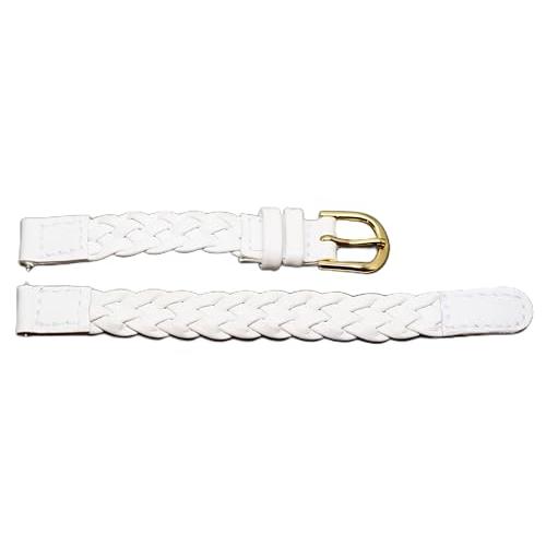 【並行輸入品】 10MM White V Braided Western Leather Watch Band Strapの画像