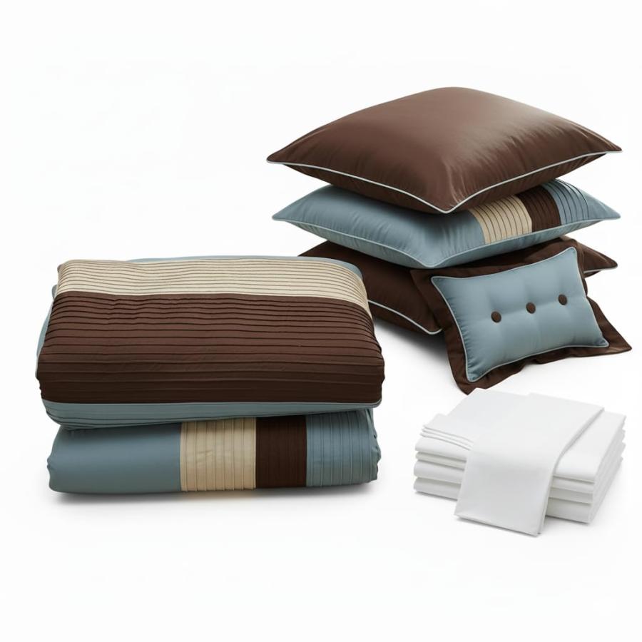 【並行輸入品】Sheetsnthings　ハドソンベッド袋入り：掛け布団セットとシーツセット　12点セット California King ブル_6