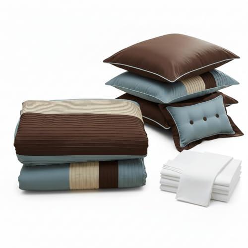 【並行輸入品】Sheetsnthings　ハドソンベッド袋入り：掛け布団セットとシーツセット　12点セット California King ブル_7