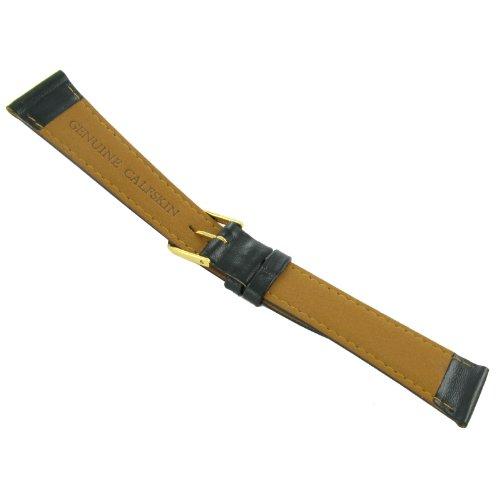 【並行輸入品】19 mm T & CブラックGenuine Calfskinレザーフラットステッチ腕時計バンドRegular Milano 19の画像