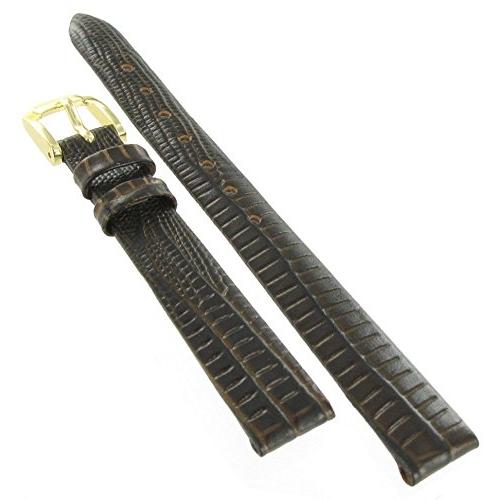 【並行輸入品】12 mm Speidel Genuine Leather Gator Lizard Grainブラウンフラット腕時計バンド女性用の画像