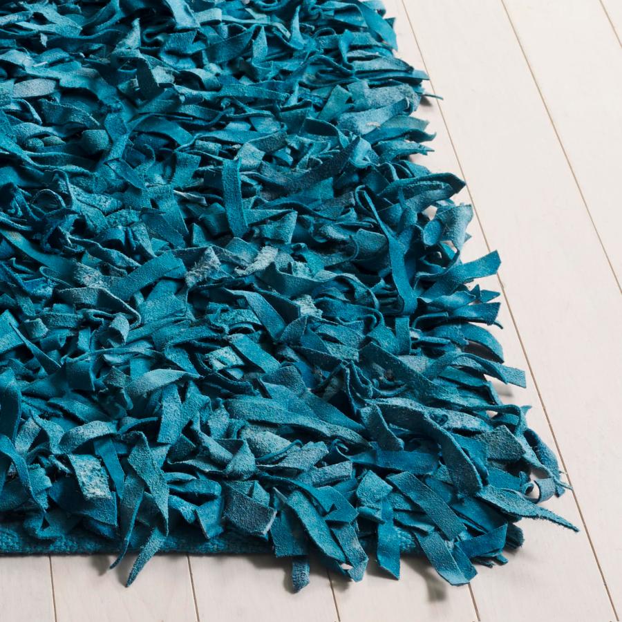 【並行輸入品】 SAFAVIEH Leather Shag Collection Accent Rug 4' x 6'， Light Blu_3
