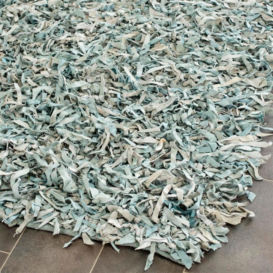 【並行輸入品】 SAFAVIEH Leather Shag Collection Accent Rug 4' x 6'， Light Blu_9