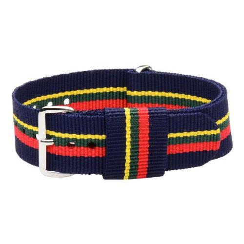 【並行輸入品】18 mm Nato SsナイロンループStriped Navyブルー/レッド/グリーン/イエローInterchangeable時の画像