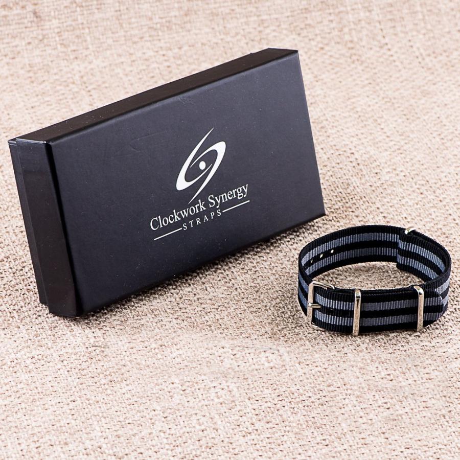 【並行輸入品】Clockwork SynergyクラシックNATO   26 mmブラック&グレーナイロンNATO時計ベルトバンド Clockwの画像