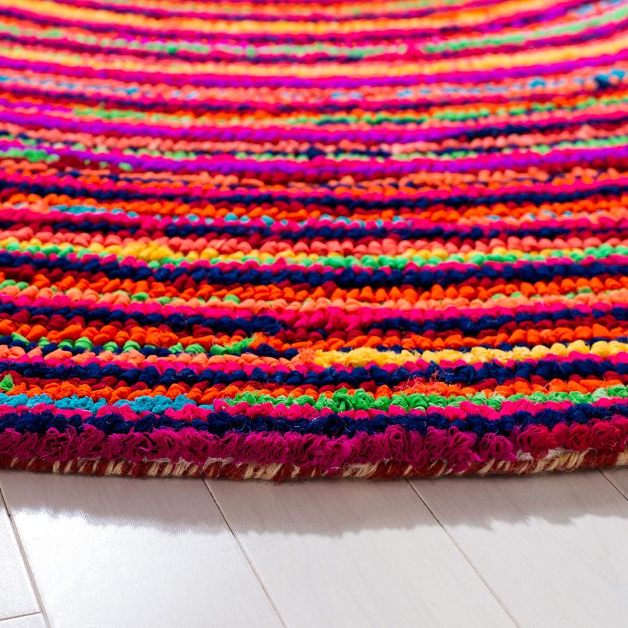 【並行輸入品】 SAFAVIEH Nantucket Collection Area Rug 4' Round， Multi， Handma_3