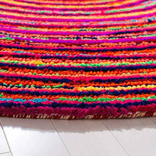 【並行輸入品】 SAFAVIEH Nantucket Collection Area Rug 4' Round， Multi， Handma_4