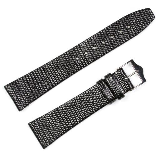 【並行輸入品】deBeer リザードグレイン腕時計バンド フラット 19MM ブラック deBeer Replacement Leather Wの画像