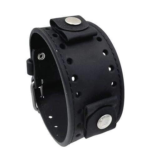 【並行輸入品】 REV Crazy Horse Leather Strap Lug Width Wide Black Cuff Watch Ba_1
