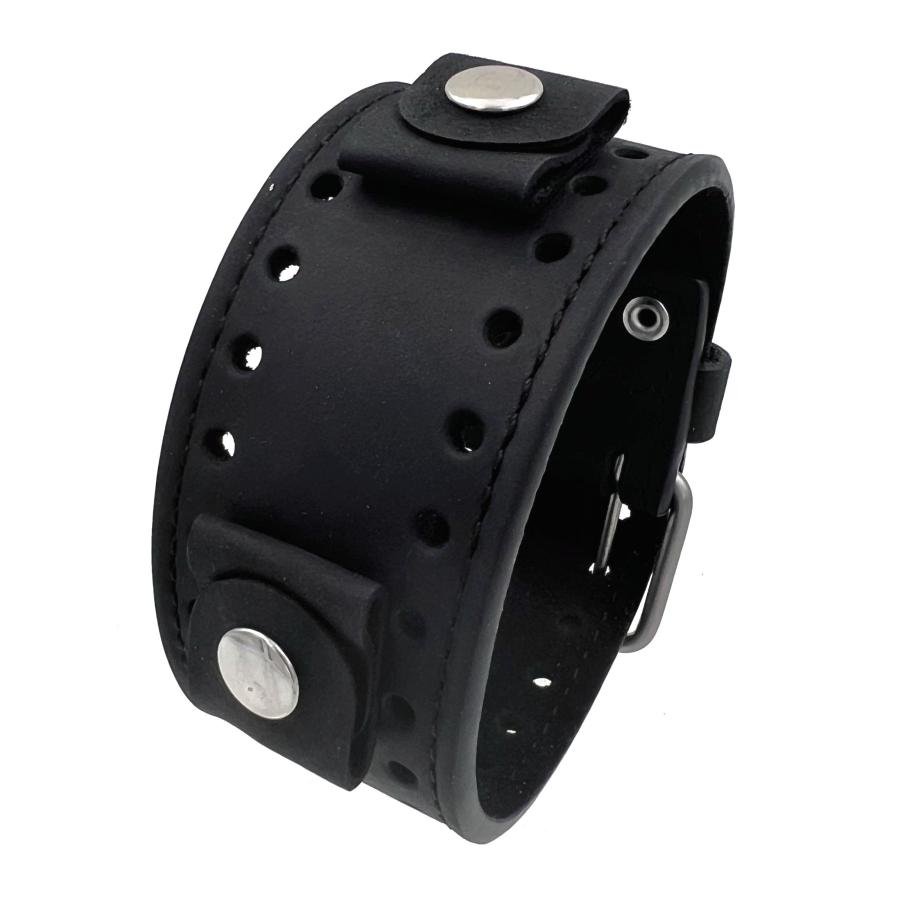 【並行輸入品】 REV Crazy Horse Leather Strap Lug Width Wide Black Cuff Watch Ba_3
