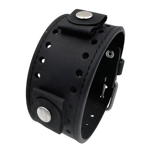 【並行輸入品】 REV Crazy Horse Leather Strap Lug Width Wide Black Cuff Watch Ba_4