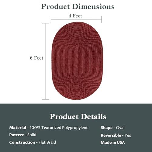 【並行輸入品】 Rhody Rug Solid Poly S005 Colonial Red 4' x 6' Oval Braided Ar_7
