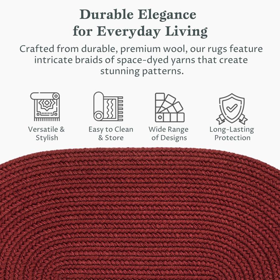 【並行輸入品】 Rhody Rug Solid Poly S005 Colonial Red 4' x 6' Oval Braided Ar_9