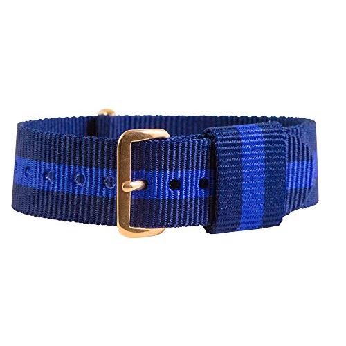 【並行輸入品】18 mm NatoローズゴールドナイロンループStriped Navyブルー/パープルInterchangeable交換用時計スの画像