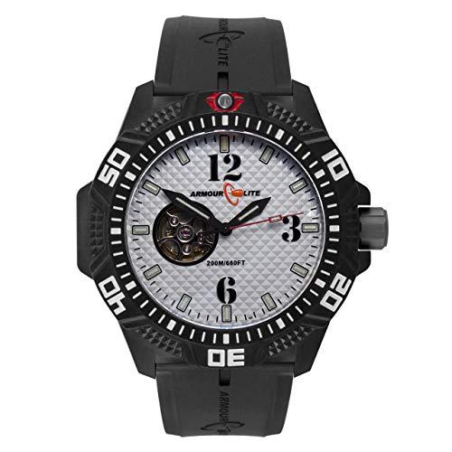 【並行輸入品】Armourlite Caliber Series Automatic Whitダイヤル腕時計   ブラックラバーバンドal121の画像