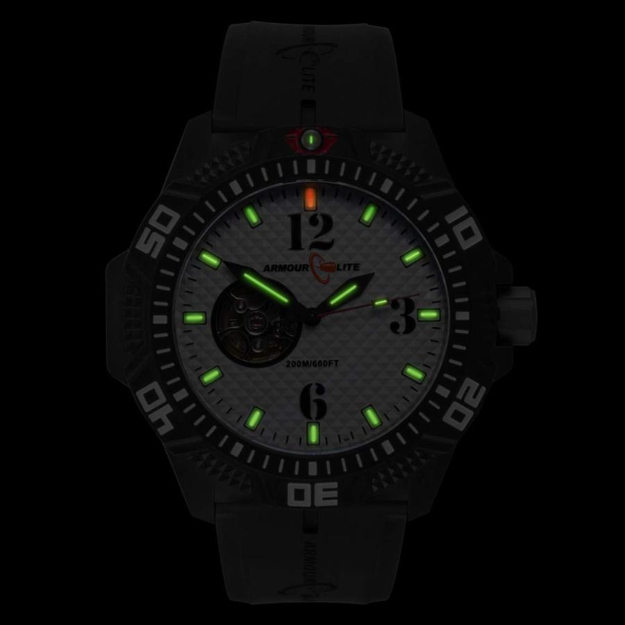 【並行輸入品】Armourlite Caliber Series Automatic Whitダイヤル腕時計   ブラックラバーバンドal121の画像