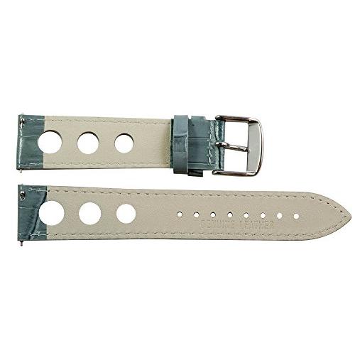 【並行輸入品】18 mm Rally 3 holeクロコグレーレザーInterchangeable交換用時計バンドストラップ Clockworkの画像