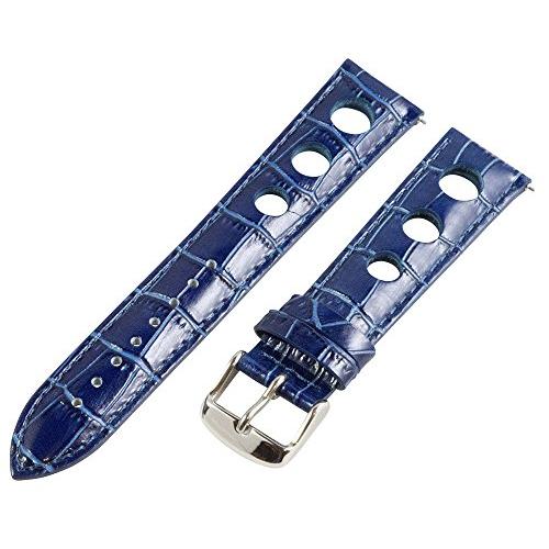 【並行輸入品】20 mm Rally 3 holeクロコネイビーブルーレザーInterchangeable交換用時計バンドストラップ Clockの画像