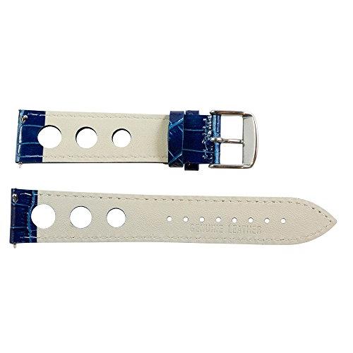 【並行輸入品】20 mm Rally 3 holeクロコネイビーブルーレザーInterchangeable交換用時計バンドストラップ Clockの画像