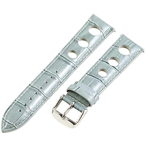 【並行輸入品】21 mm Rally 3 holeクロコグレーレザーInterchangeable交換用時計バンドストラップ Clockworkの画像