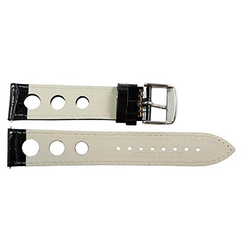 【並行輸入品】24 mm Rally 3 holeクロコブラック/オレンジレザーInterchangeable交換用時計バンドストラップ Cloの画像