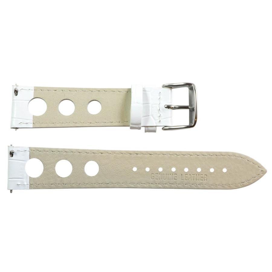 【並行輸入品】26 mm Rally 3 holeクロコホワイトレザーInterchangeable交換用時計バンドストラップ Clockworの画像