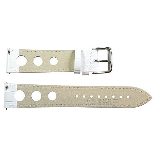 【並行輸入品】26 mm Rally 3 holeクロコホワイトレザーInterchangeable交換用時計バンドストラップ Clockworの画像