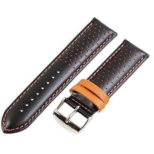 【並行輸入品】18 mm Rally Perforated Smoothブラック/オレンジレザーInterchangeable Watchバンドの画像