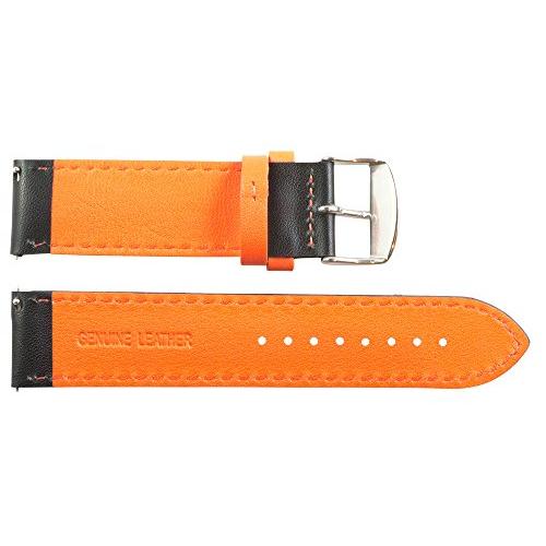 【並行輸入品】18 mm Rally Perforated Smoothブラック/オレンジレザーInterchangeable Watchバンドの画像