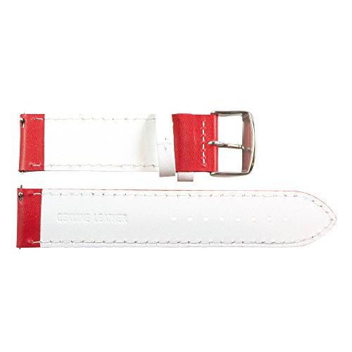 【並行輸入品】24 mm Rally Perforated Smoothレッド/ホワイトレザーInterchangeable Watchバンドスの画像