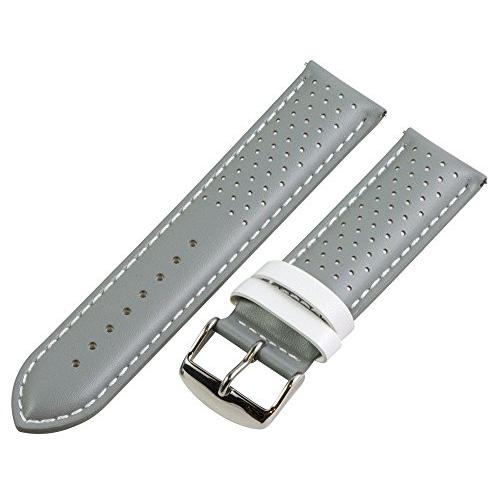 【並行輸入品】24 mm Rally Perforated Smoothグレー/ホワイトレザーInterchangeable Watchバンドスの画像