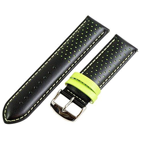 【並行輸入品】26 mm Rally Perforated Smoothブラック/グリーンレザーInterchangeable Watchバンドの画像