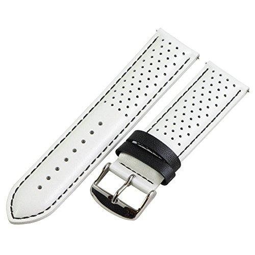 【並行輸入品】26 mm Rally Perforated Smoothホワイト/ブラックレザーInterchangeable Watchバンドの画像