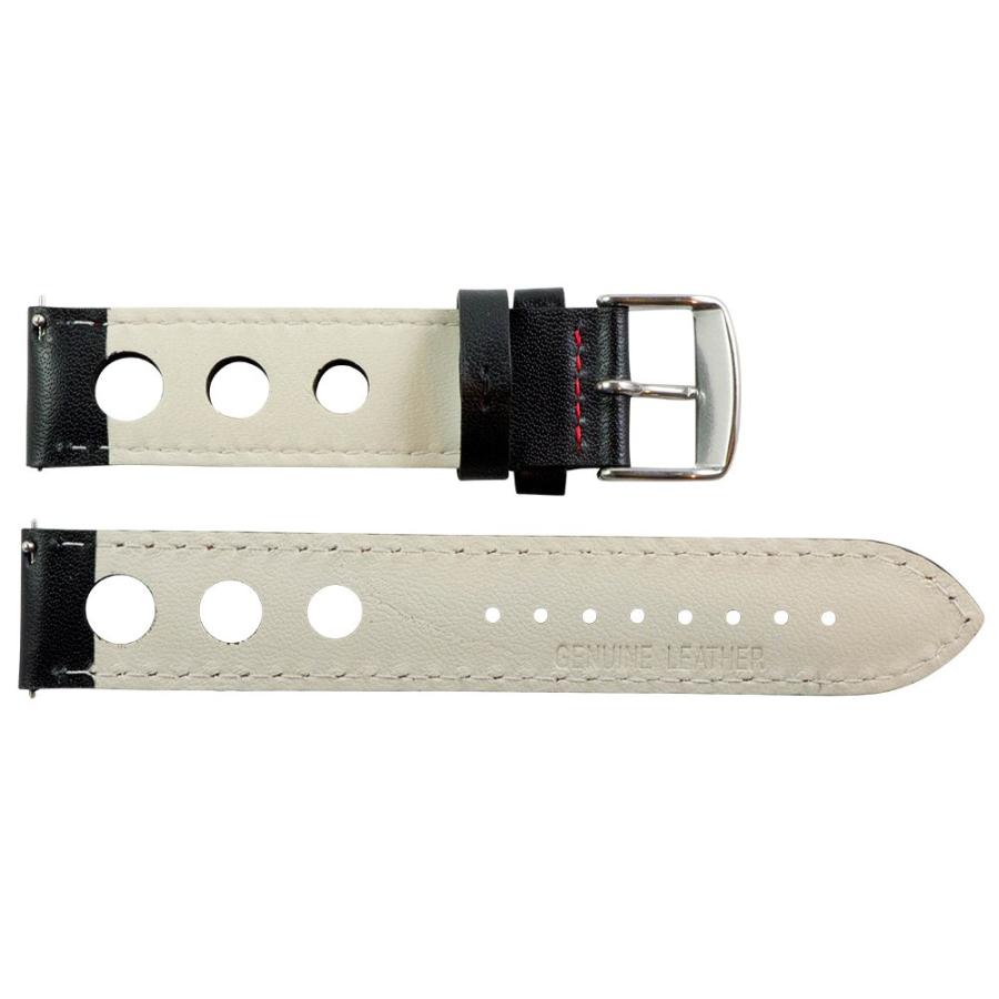 【並行輸入品】18 mm Rally 3 hole Smoothブラック/レッドレザーInterchangeable交換用時計バンドストラップの画像
