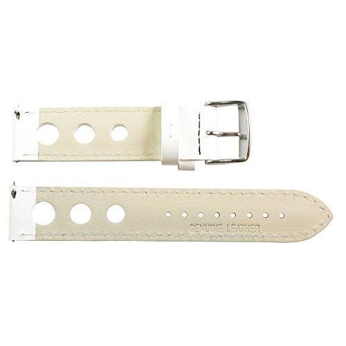【並行輸入品】18 mm Rally 3 hole Smoothホワイト/ブラックレザー交換可能交換用時計バンドストラップ Clockworkの画像