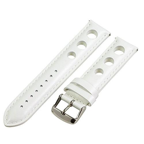 【並行輸入品】18 mm Rally 3 hole Smooth White Leather Interchangeable交換用時計バンドストの画像