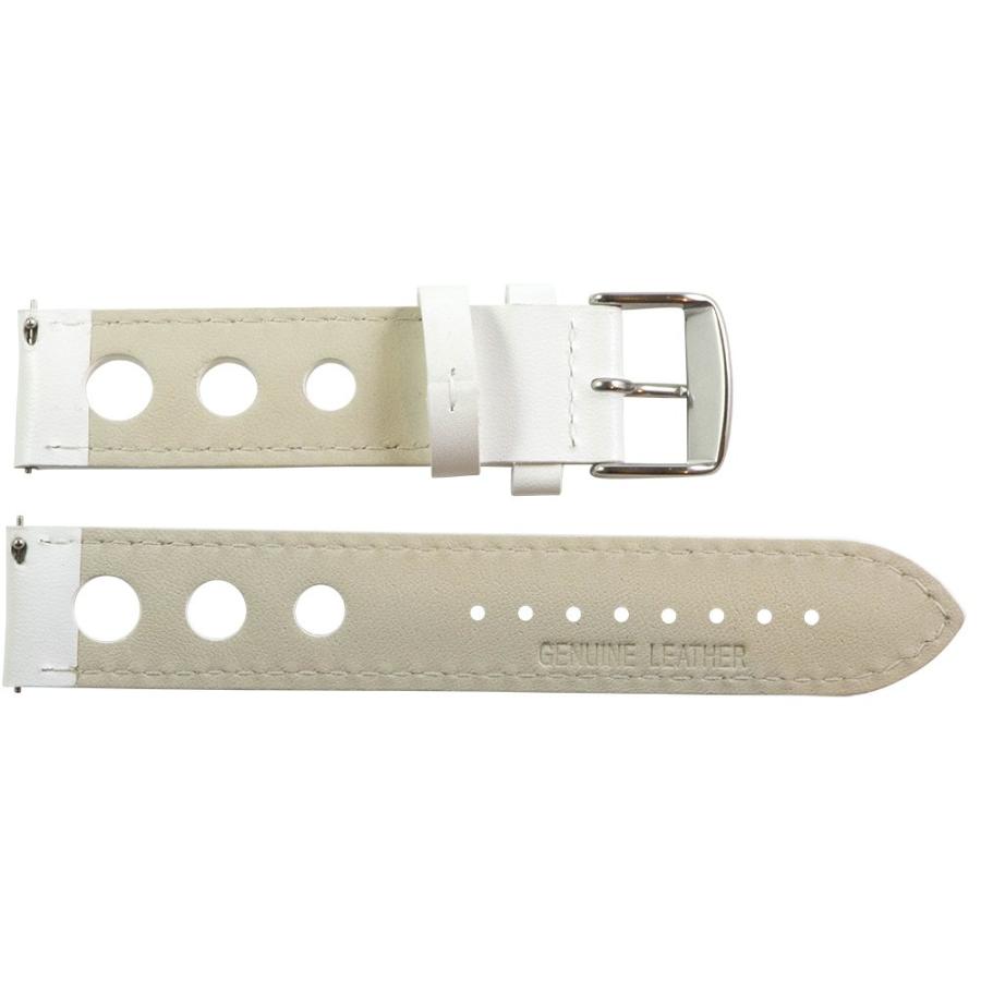 【並行輸入品】18 mm Rally 3 hole Smooth White Leather Interchangeable交換用時計バンドストの画像