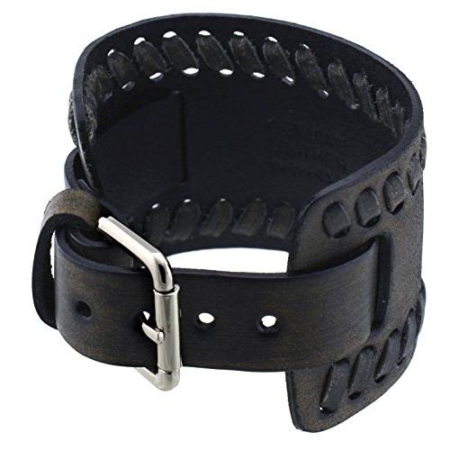 【並行輸入品】ネメシスwlb k WashedブラックWideレザーCuff Wrist Watch Band Nemesis Washed B_3