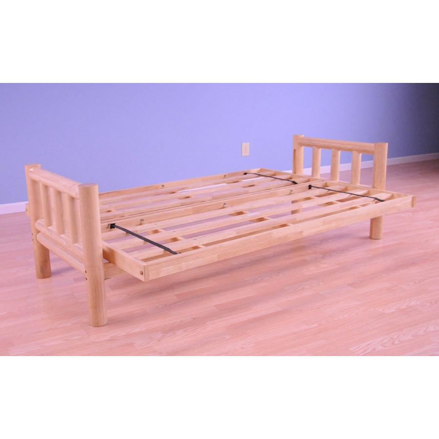 【並行輸入品】 Lodge Natural Wood Futon Set | Peter's Cabin Futon Mattress | Fu